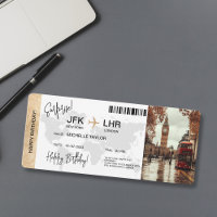 Surprise Birthday Boarding Pass Trip Ticket London