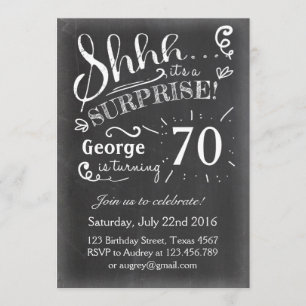 Surprise birthday invitation 70 Chalkboard Rustic