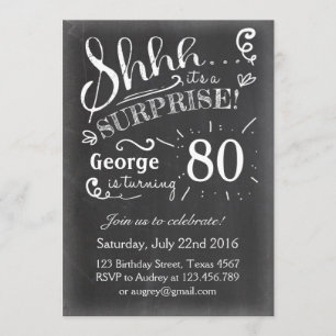 Surprise birthday invitation 80 Chalkboard Rustic