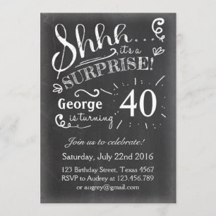 Surprise birthday invitation Chalkboard Rustic