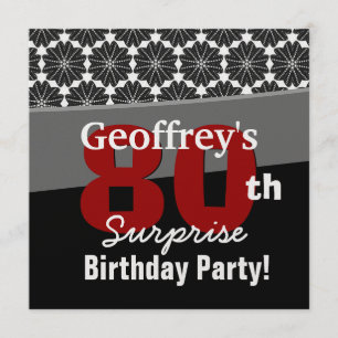 Surprise Birthday Modern Black and White Pattern Invitation