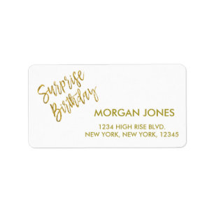 Surprise Birthday Party Birthday Address Label