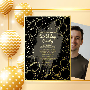Surprise Birthday Party Black Gray for Him Gold 