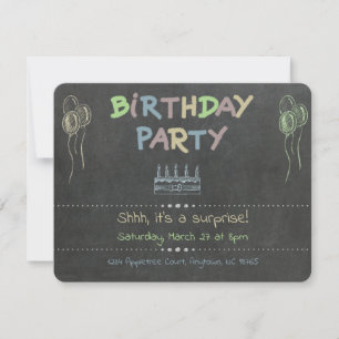 Surprise Birthday Party Blackboard Chalk Custom Invitation