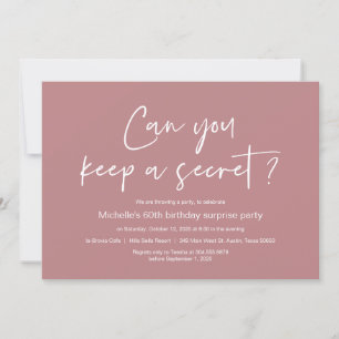 Surprise Birthday Party Celebration, Dusty Rose Invitation
