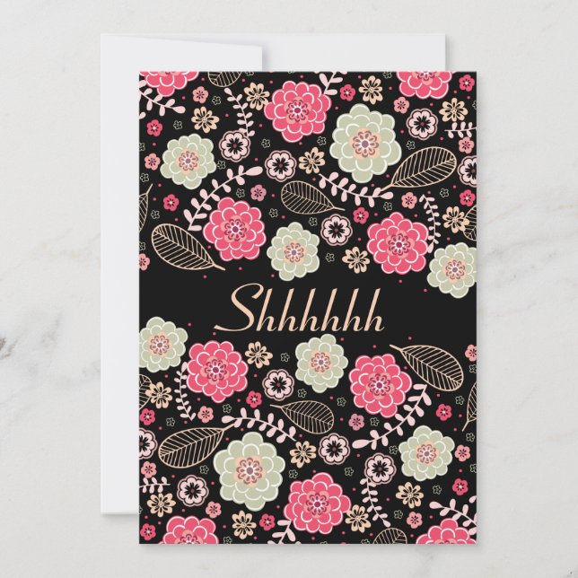 Surprise Birthday Party Classy Funky Modern Floral Invitation (Front)