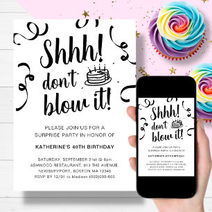 Surprise Birthday Party   Don't Blow It Invitation