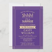 Surprise Birthday Party Elegant Purple and Gold