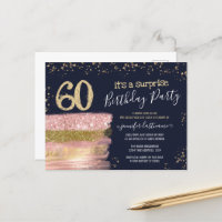Surprise Birthday Party Glitter Cake Invitation