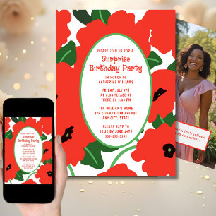 Surprise Birthday Party Invitation Any Age Floral