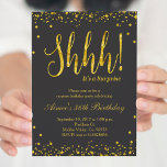 Surprise Birthday Party Invitation Black Gold<br><div class="desc">Faux gold confetti splatters blush pink party invitation with sparkle design for surprise birthday party. Perfect for modern birthday.</div>