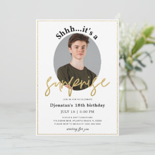 Surprise Birthday Party Invitation Card with Photo