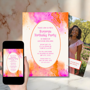 Surprise Birthday Party Invite Any Age Watercolor