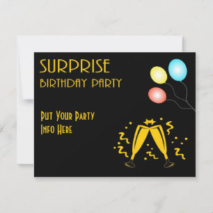 Surprise Birthday Party Invite Customisable Text