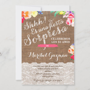 Surprise birthday party invites for Lady, Spanish
