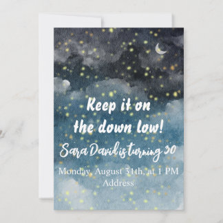 Surprise Birthday Party Navy Blue Watercolor Invitation