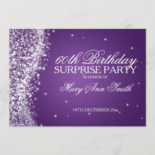 Surprise Birthday Party Sparkling Wave Purple Invitation