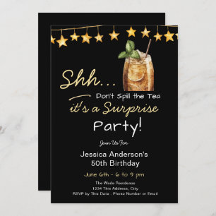 Surprise Birthday Party Spill the Tea Invitation