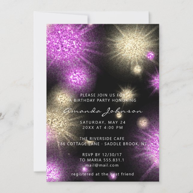 Surprise Birthday Party Sweet 16Glitter Pink Gold Invitation (Front)