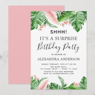 Surprise Birthday Party Tropical Palm Floral Invitation