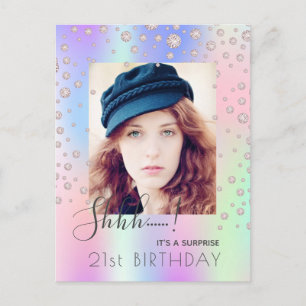 Surprise Birthday photo rainbow diamond invitation Postcard