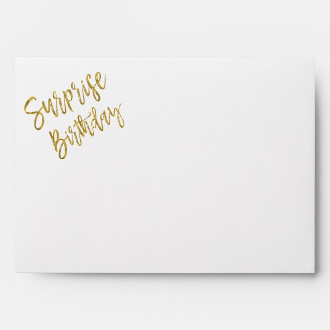 Surprise Birthday Return Address Printed on Back Envelopes (Front)