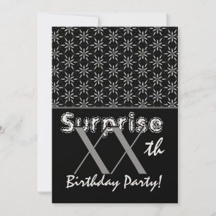 Surprise Birthday Silver and Black Stars Template
