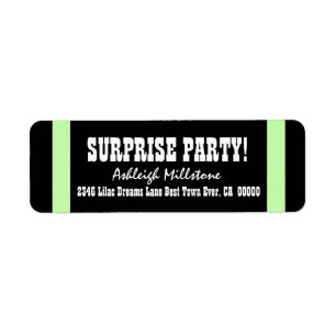 SURPRISE BIRTHDAY V019 GREEN STRIPES RETURN ADDRESS LABEL