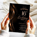 Surprise Black Orange 16th Birthday Party Invitation<br><div class="desc">This modern black and orange surprise 16th birthday invitation sets the perfect tone for a surprise party. Easily personalise your invitation with the guest of honour's name, party details, and venue information in just a few clicks. You will be able to create a night filled with love, laughter, and cherished...</div>