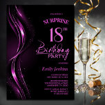 Surprise Black Pink 18th Birthday Party Invitation<br><div class="desc">This modern black and pink surprise 18th birthday invitation sets the perfect tone for a surprise party. Easily personalise your invitation with the guest of honour's name, party details, and venue information in just a few clicks. You will be able to create a night filled with love, laughter, and cherished...</div>