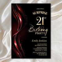 Surprise Black Red 21st Birthday Party
