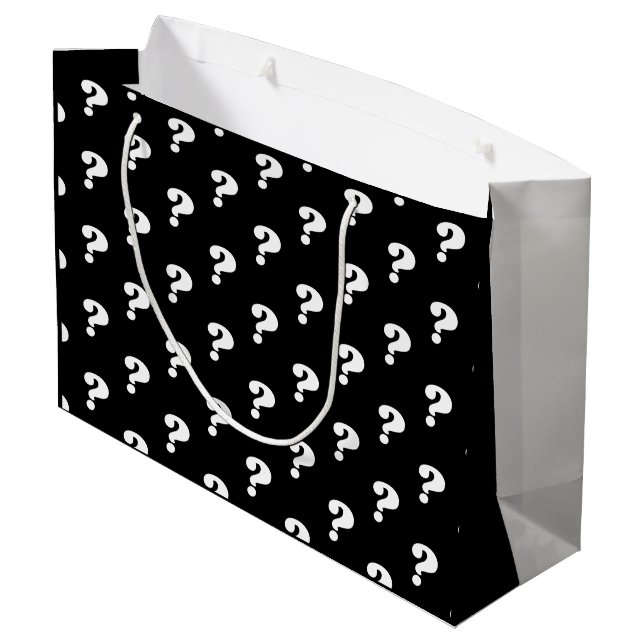 Surprise black & white gift bag with question mark (Back Angled)