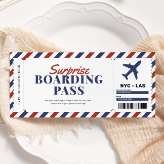 Surprise Boarding Pass Plane Gift Ticket Template