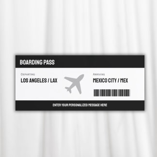 Surprise Boarding Pass Plane Ticket Invitation