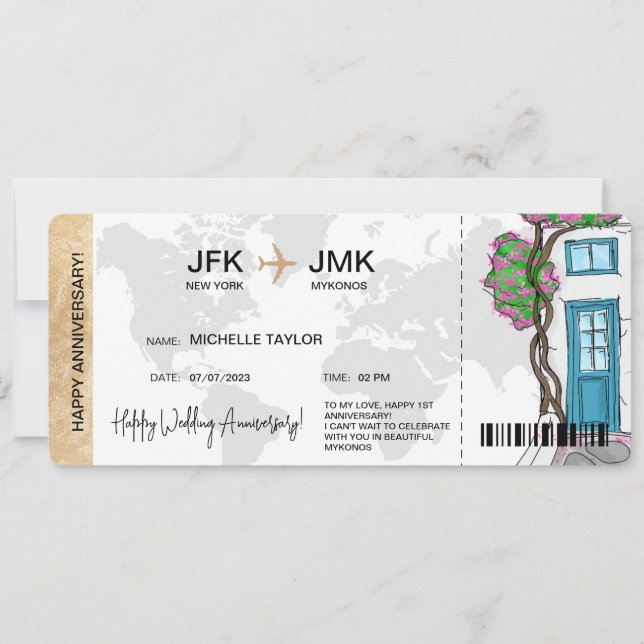 Surprise Boarding Pass Ticket Destination Greece Invitation (Front)