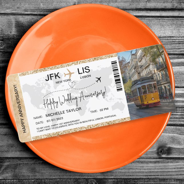 Surprise Boarding Pass Ticket Destination Portugal Invitation (lisbon surprise boarding pass)