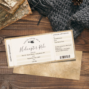 Surprise Boarding pass Ticket Helicopter Ride Invitation