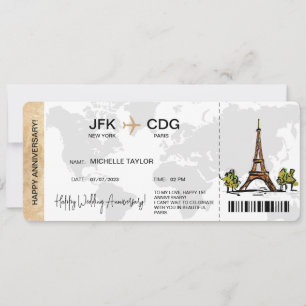 Surprise Boarding Pass Trip Ticket Destination Invitation