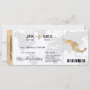 Surprise Boarding Pass Trip Ticket Mexico Invitation