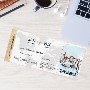 Surprise Boarding Pass Trip Ticket Venice Invitation