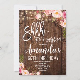 Surprise Boho Floral Birthday, Rustic Birthday Invitation