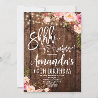 Surprise Boho Floral Birthday, Rustic Birthday Invitation