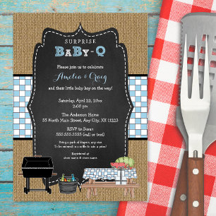 Surprise Boy Baby-Q Baby Shower, BBQ baby shower Invitation