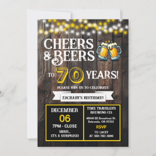 Surprise Brewery Cheers and Beers to 70 Years  Invitation