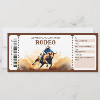 Surprise Bull Rodeo Ticket Gift Certificate Invitation