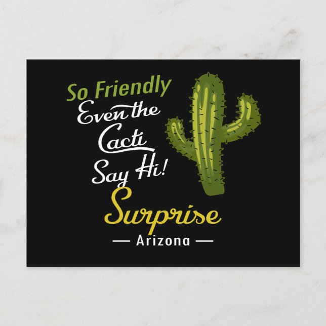 Surprise Cactus Funny Retro Postcard (Front)