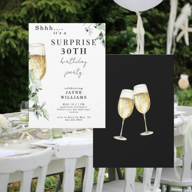 Surprise Champagne Toast 30th Birthday Party  Invitation (Creator Uploaded)