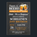 Surprise Cheers and Beers 21st Birthday Invitation<br><div class="desc">Surprise Cheers and Beers 21st Birthday Invitation Card. Adult Birthday. Orange. 16th 18th 21st 30th 40th 50th 60th 70th 80th 90th 100th. Any Age. For further customisation,  please click the "Customise it" button and use our design tool to modify this template.</div>