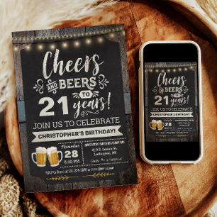 Surprise Cheers and Beers 21st Birthday Invitation