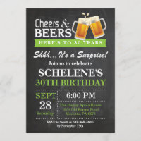 Surprise Cheers and Beers 30th Birthday Invitation